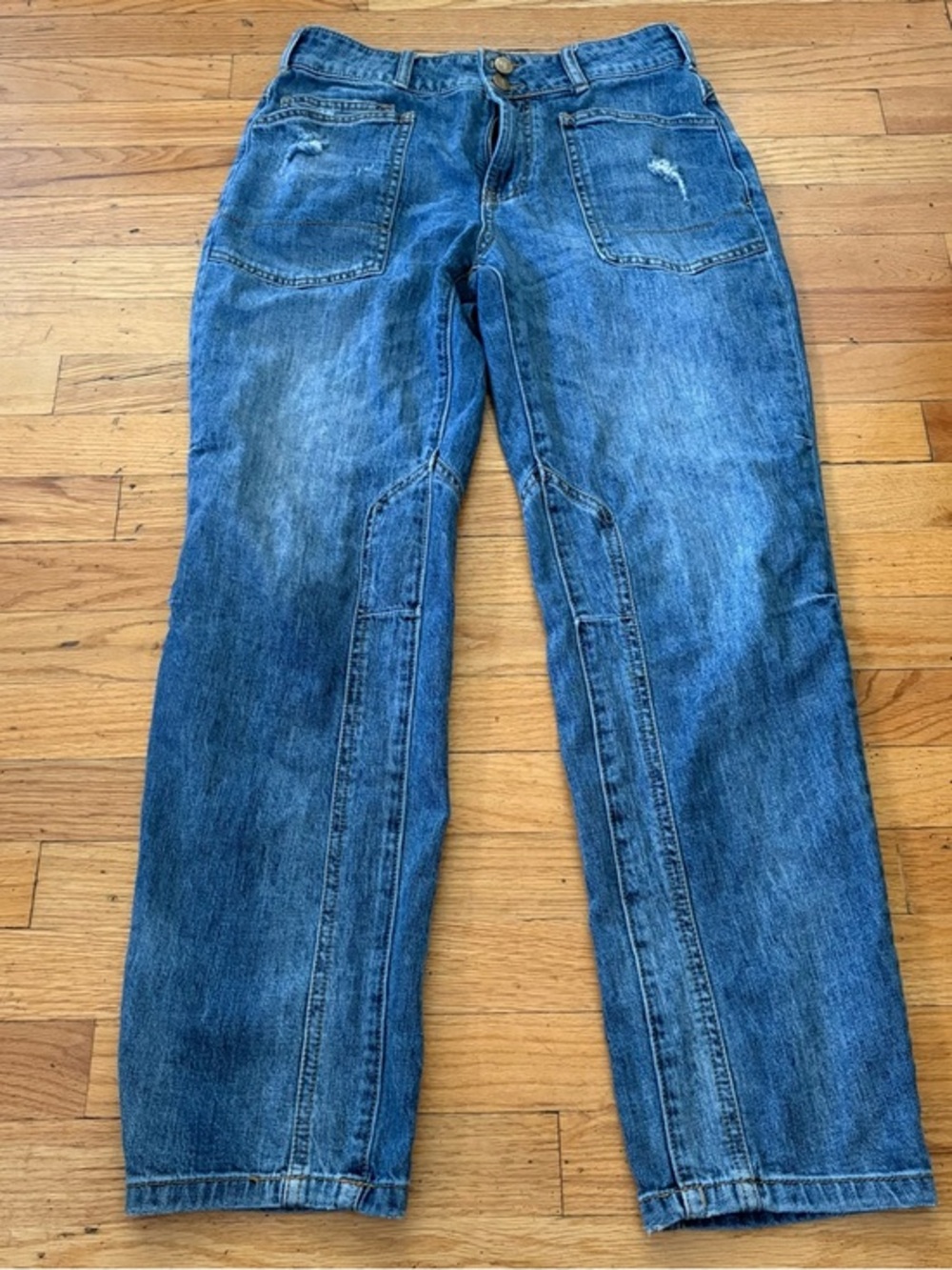 Anthropologie Pilcro Cropped Jeans Paneled Straight Leg Distressed Size 26